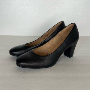 Sofft Lana Pump Heels Shoes Black Leather Cushioned Comfort Career